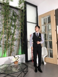 BD-MO-110 網上訂購前台接待制服  模特展示 設計舒適抗皺制服 前台接待制服製造商